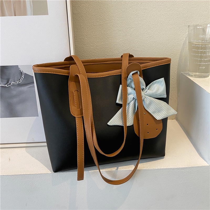 Túi Xách Cỡ Lớn Phối Màu Tương Phản Trẻ Trung Hợp Thời Trang Cho Bạn Gái