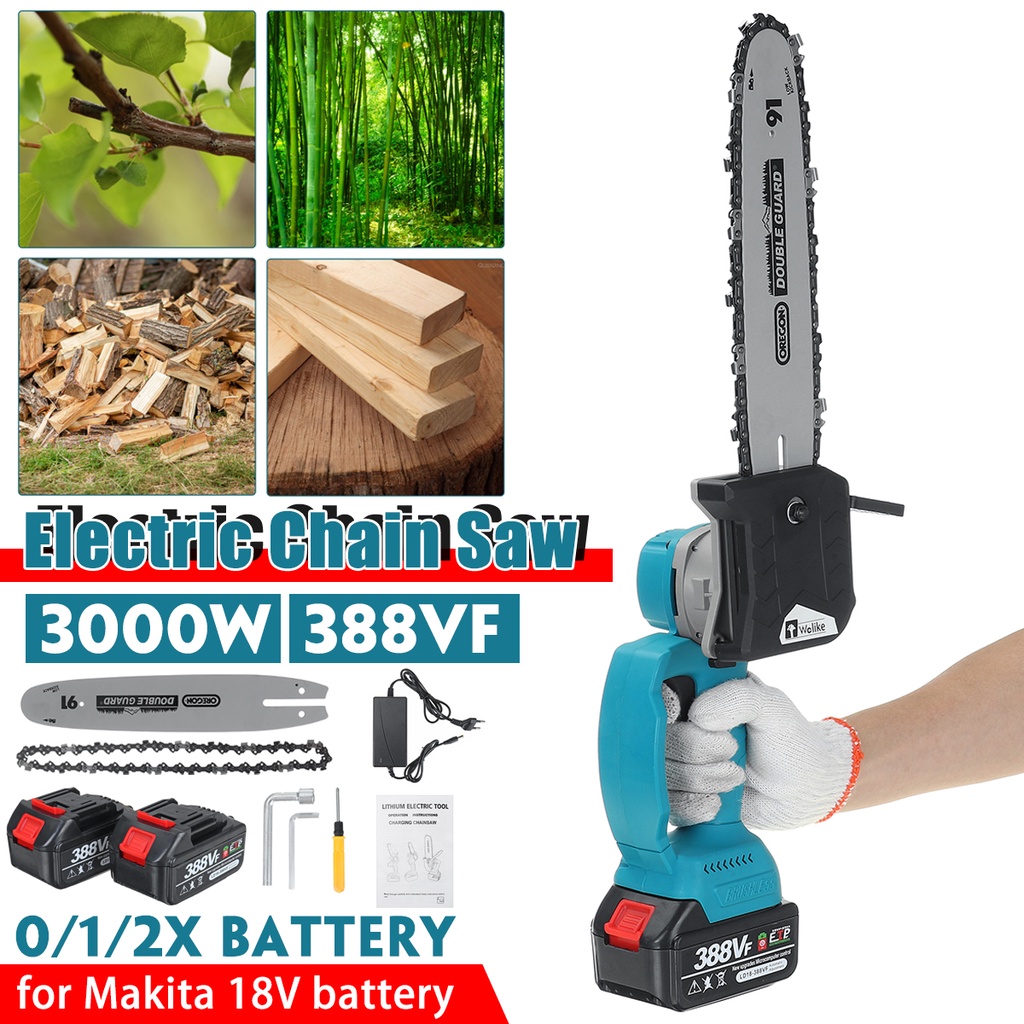 Máy Cưa Điện Không Dây 3000w 8 / 10 inches Kèm 2 Pin li-ion Có Thể Sạc Lại 388vf