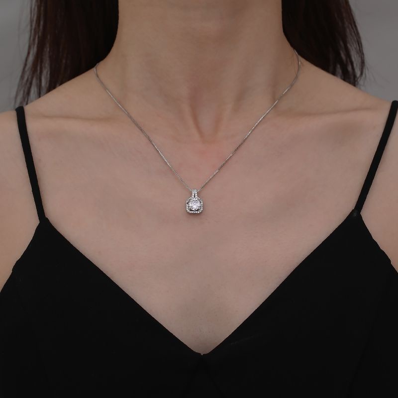 Dây chuyền bạc nữ DaLiA Jewelry mặt dây chuyền ổ đá vuông basic vòng cổ chuẩn bạc 925 không gỉ