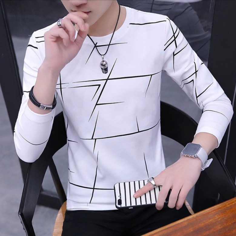 Áo thun nam tay dài in hình SỌC cá tính dáng body hàn quốc Rẻ và Đẹp Hot thu đông 2019 | BigBuy360 - bigbuy360.vn