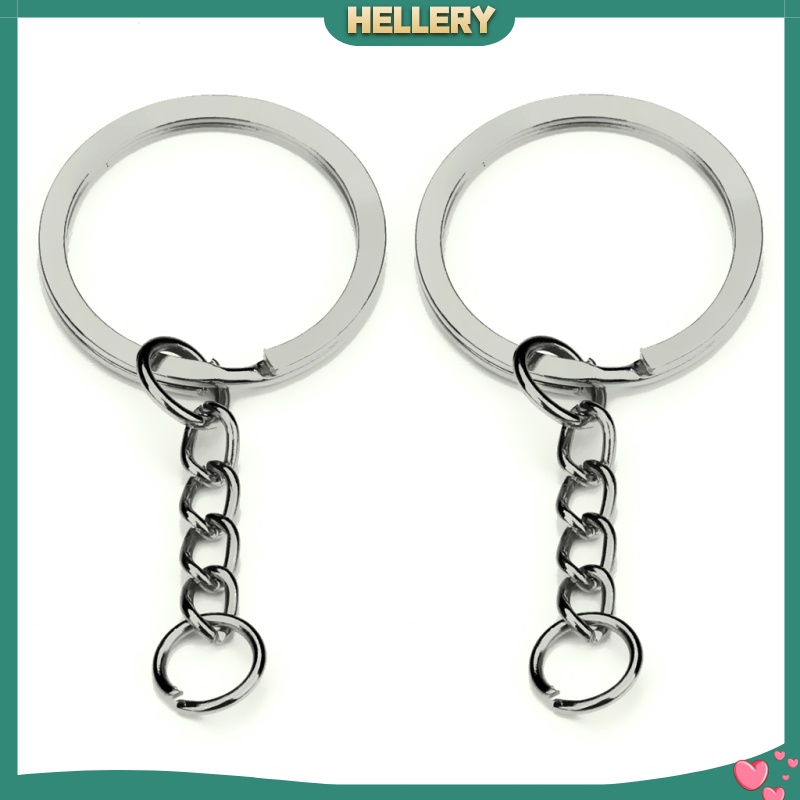 [HELLERY]30pcs Metal Split Keychain Rings With Chain 28mm Open Jump Ring DIY Key Ring