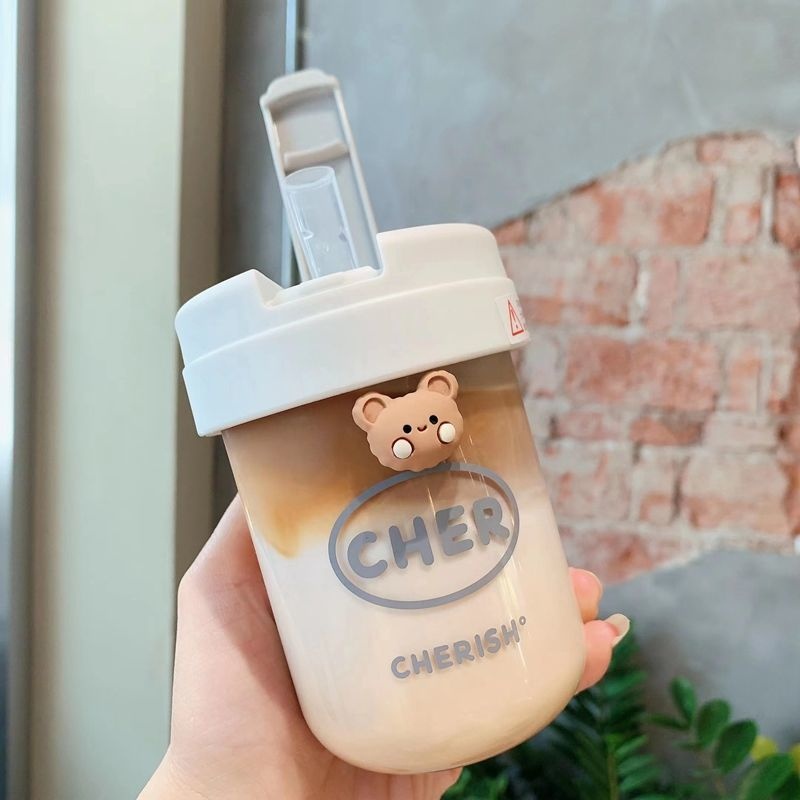 Bình Nước 300ml Có Ống Hút Tiện Lợi