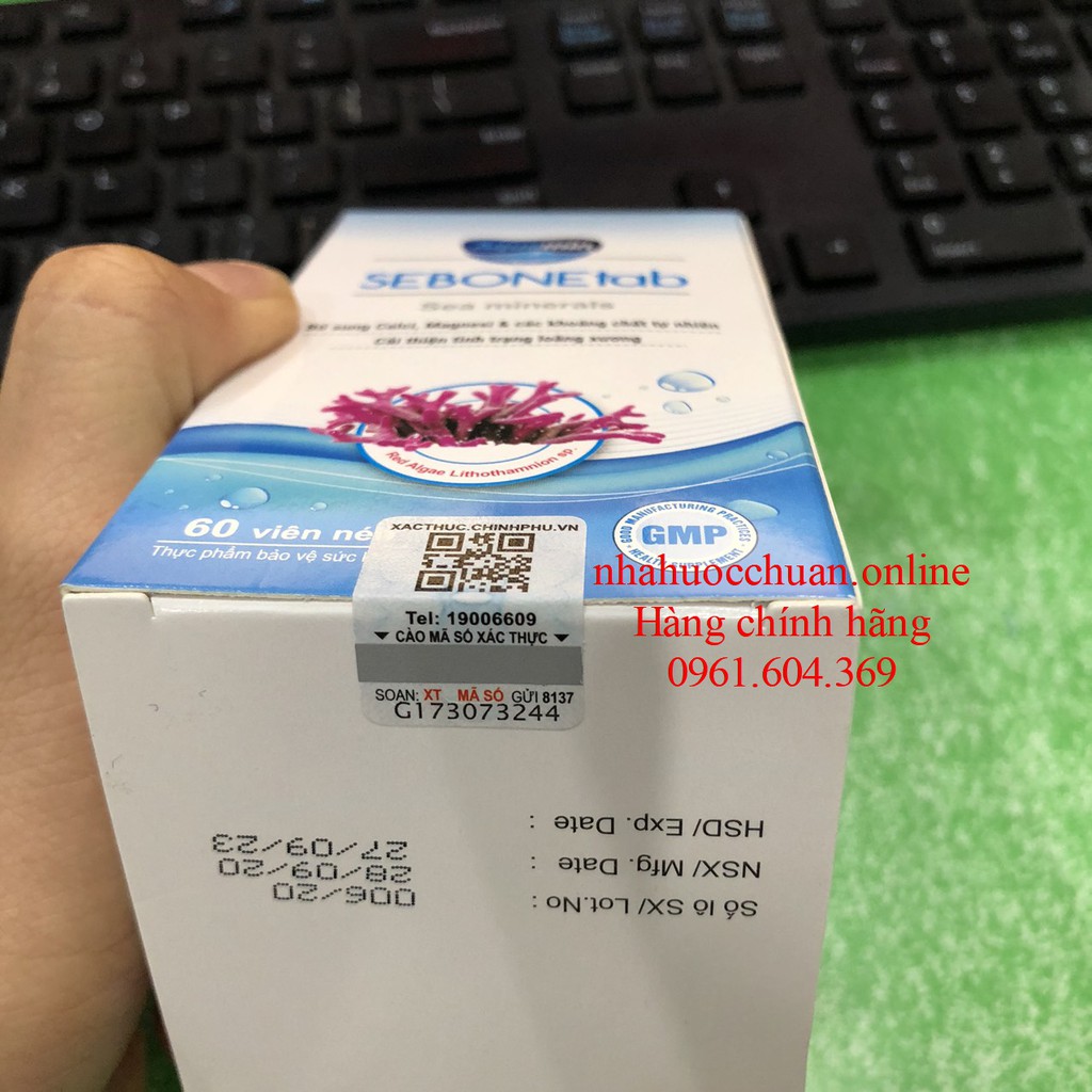 SEBONETAB Bổ sung Calci, Magie  cải thiện tình trạng loãng xương tê bì tay chân (60V) | Thế Giới Skin Care