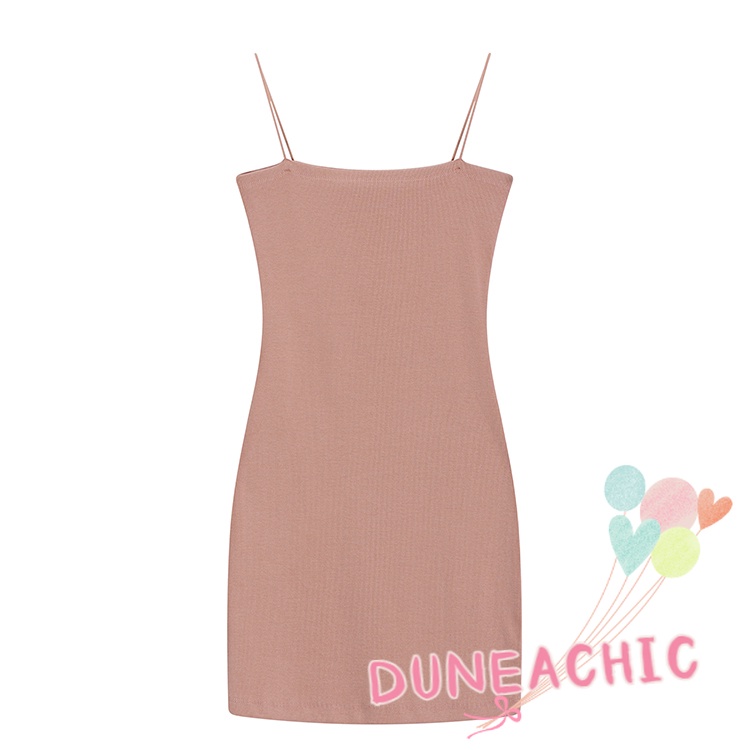 DUNEA Đầm Hai Dây Màu Trơn Thiết Kế Mỏng Xinh Xắn Thời Trang Dành Cho Nữ