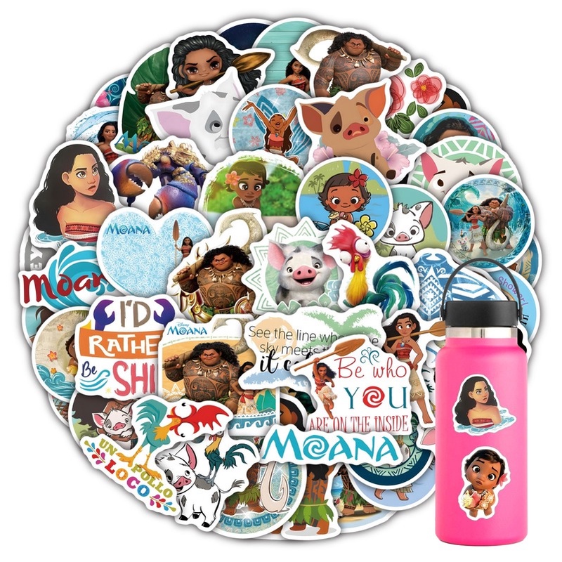 Z & M ❀ Hình Dán Moana ❀ Bộ 50 Miếng Dán Chống Thấm Nước Hình Disney Dễ Thương Cho Đồ Chơi