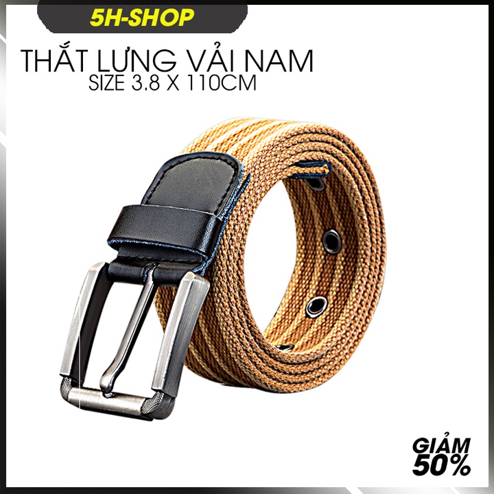 Thắt lưng nam - Chất liệu vải bố cavas-Size 3.5 x 115cm dày 0.4 cm - Khóa kim loại vuông bạc - phong cách bền đep.