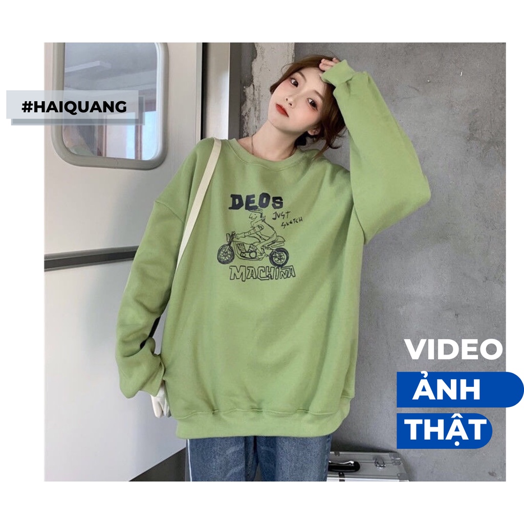 ÁO NỈ BÔNG HAIQUANG UNISEX OVERSIZE FORM TO NỈ DÀY CỔ TRÒN DỄ PHỐI ĐỒ CỰC CÁ TÍNH