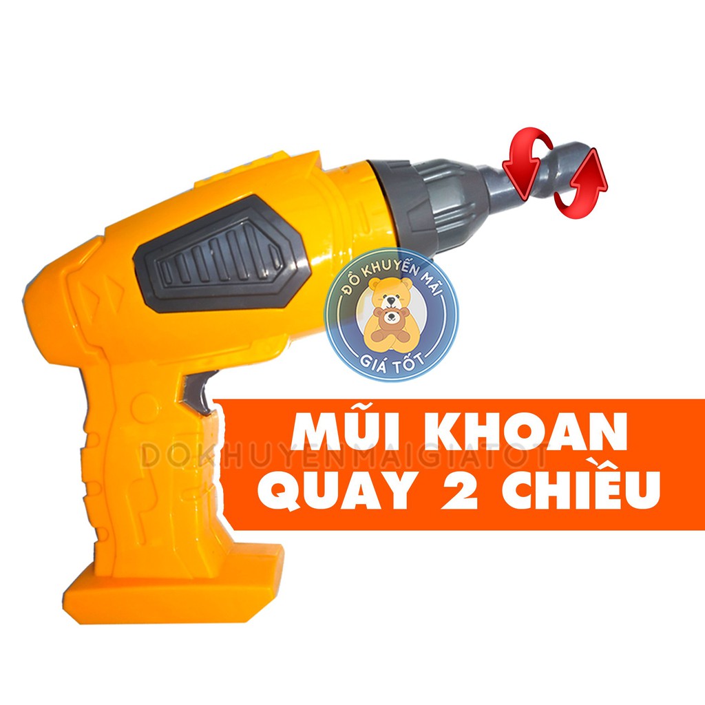 Bộ đồ chơi dụng cụ sửa chữa cho bé trai gồm máy khoan dùng pin tháo lắp ốc vít 22 chi tiết (tặng kèm 3pin AA)