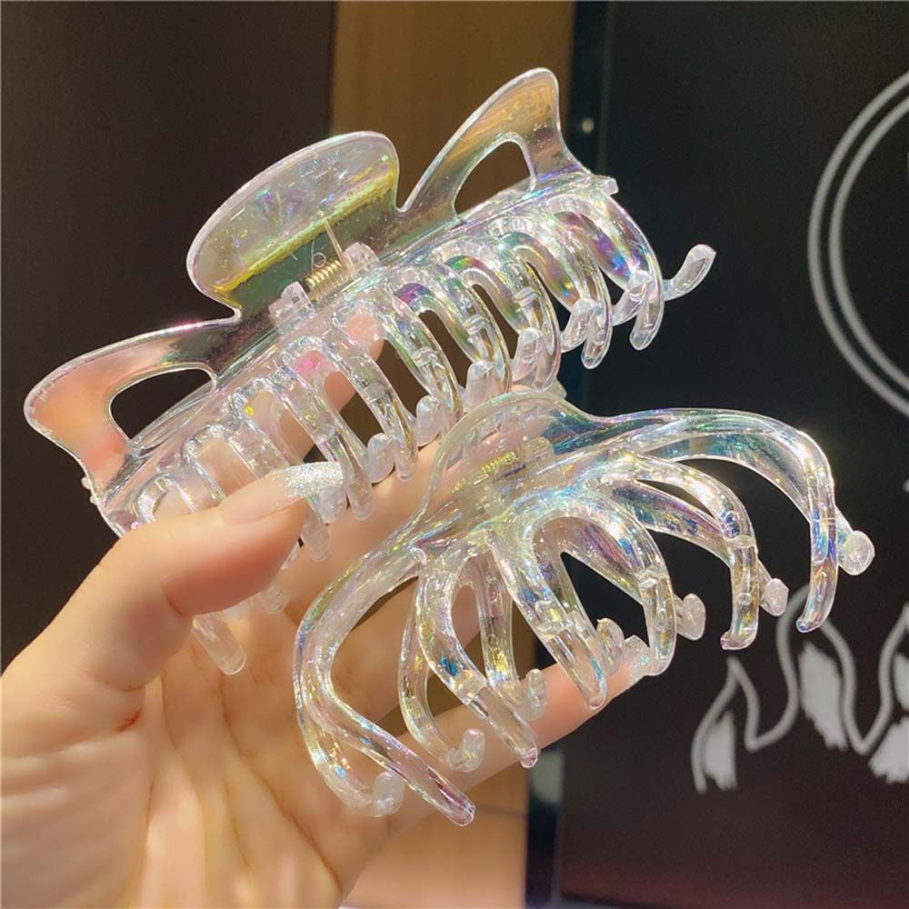 Kẹp tóc nhựa acrylic màu laser hình bướm / gấu / chữ thập nhiều kiểu đơn giản đáng yêu theo phong cách Hàn Quốc