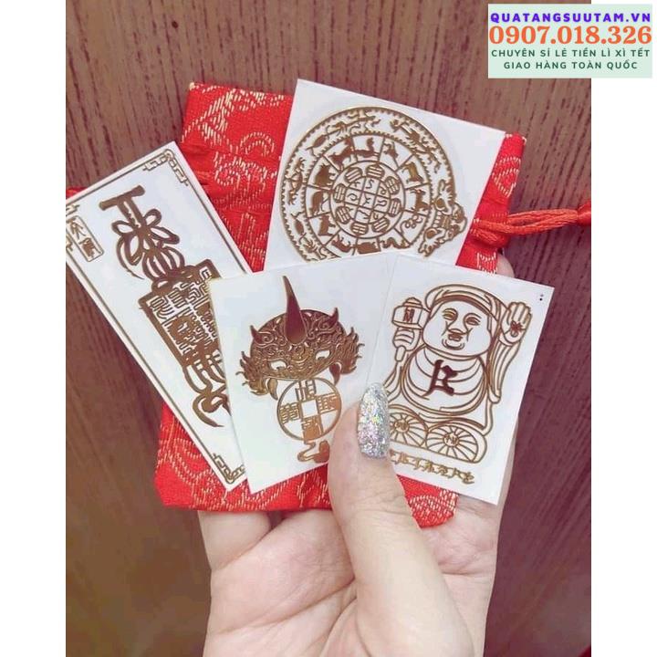 miếng dán điện thoại linh phù ,tài lộc may mắn,giữ của(tặng túi gấm phong thủy)
