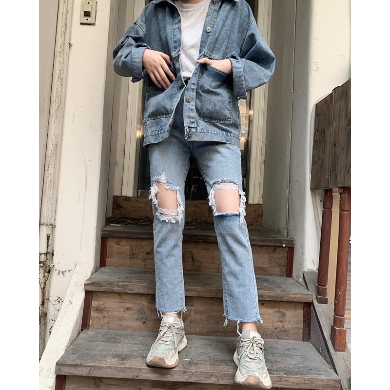 Quần baggy jeans rách B014 | BigBuy360 - bigbuy360.vn