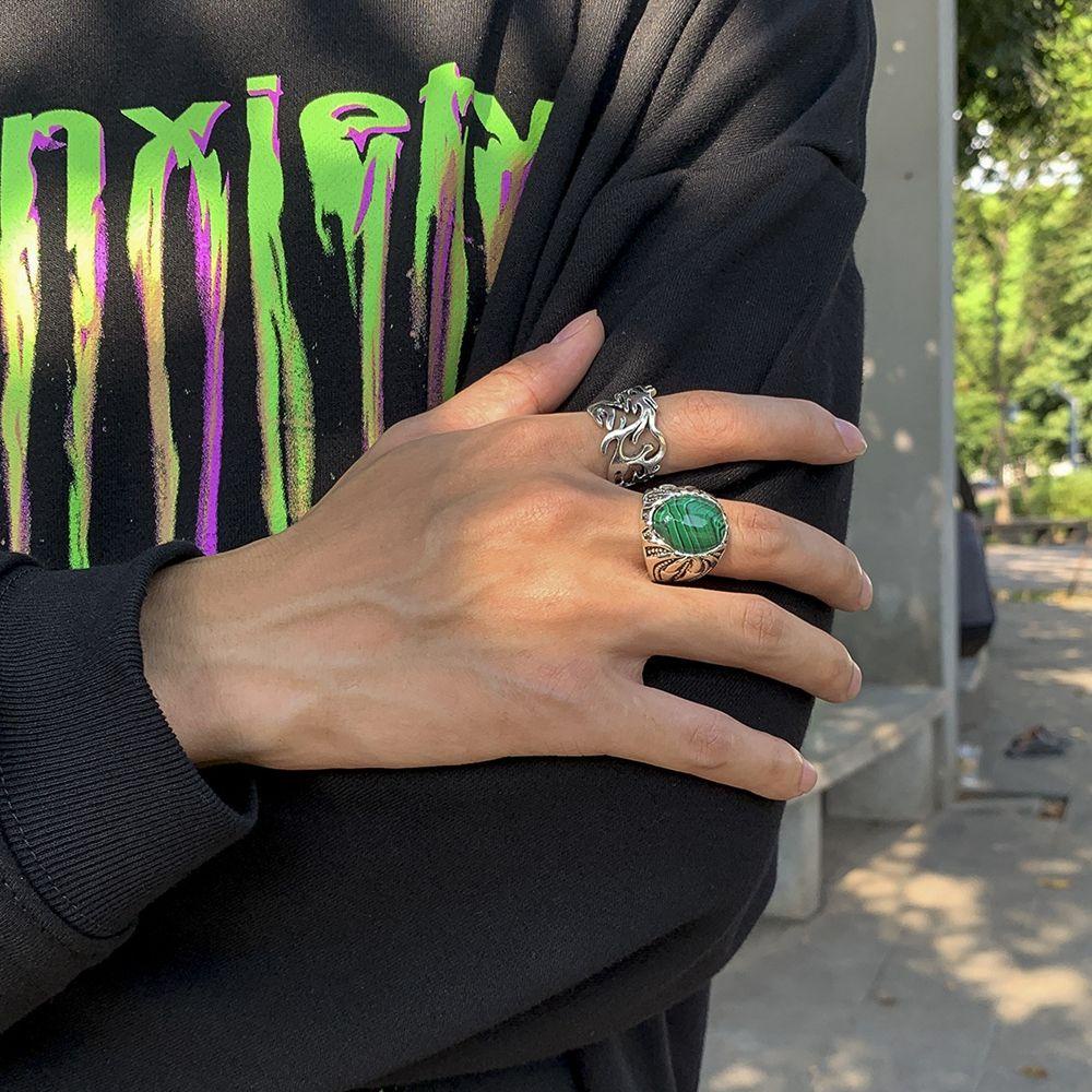 Nhẫn Nam 26Eddie Họa Tiết Hình Học Đơn Giản Phong Cách Punk