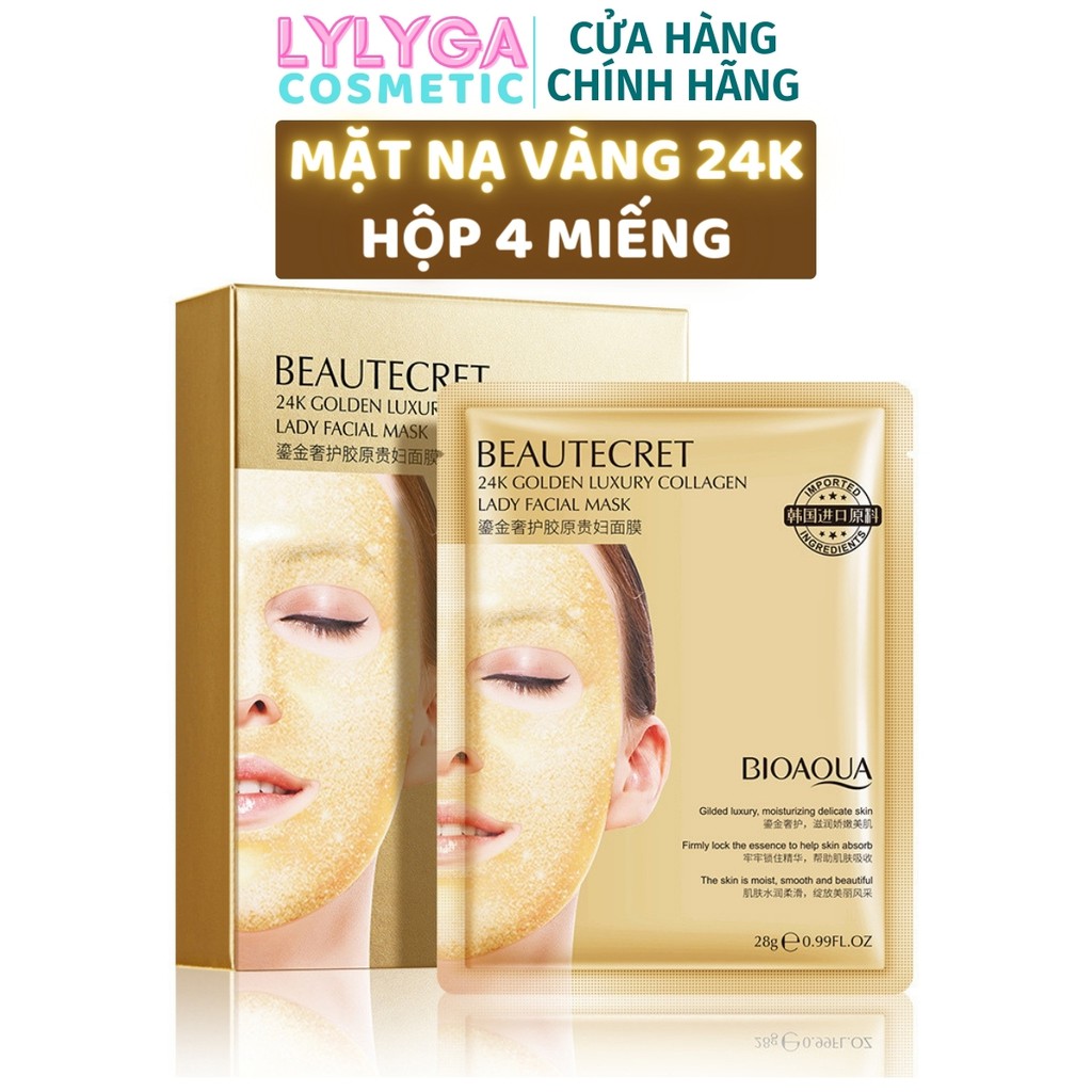 Mặt nạ Vàng 24K COLLAGEN BIOAQUA trong suốt dưỡng da cấp ẩm - Golden luxury hộp 4 cái mặt nạ nội địa trung MN13