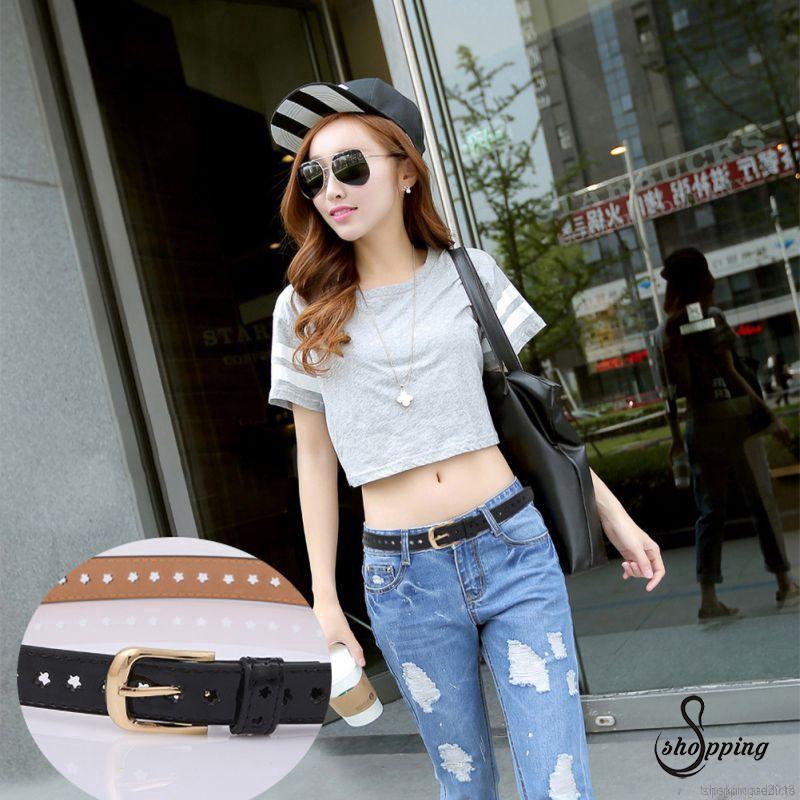 Thắt lưng da PU bản nhỏ 7 màu tùy chọn