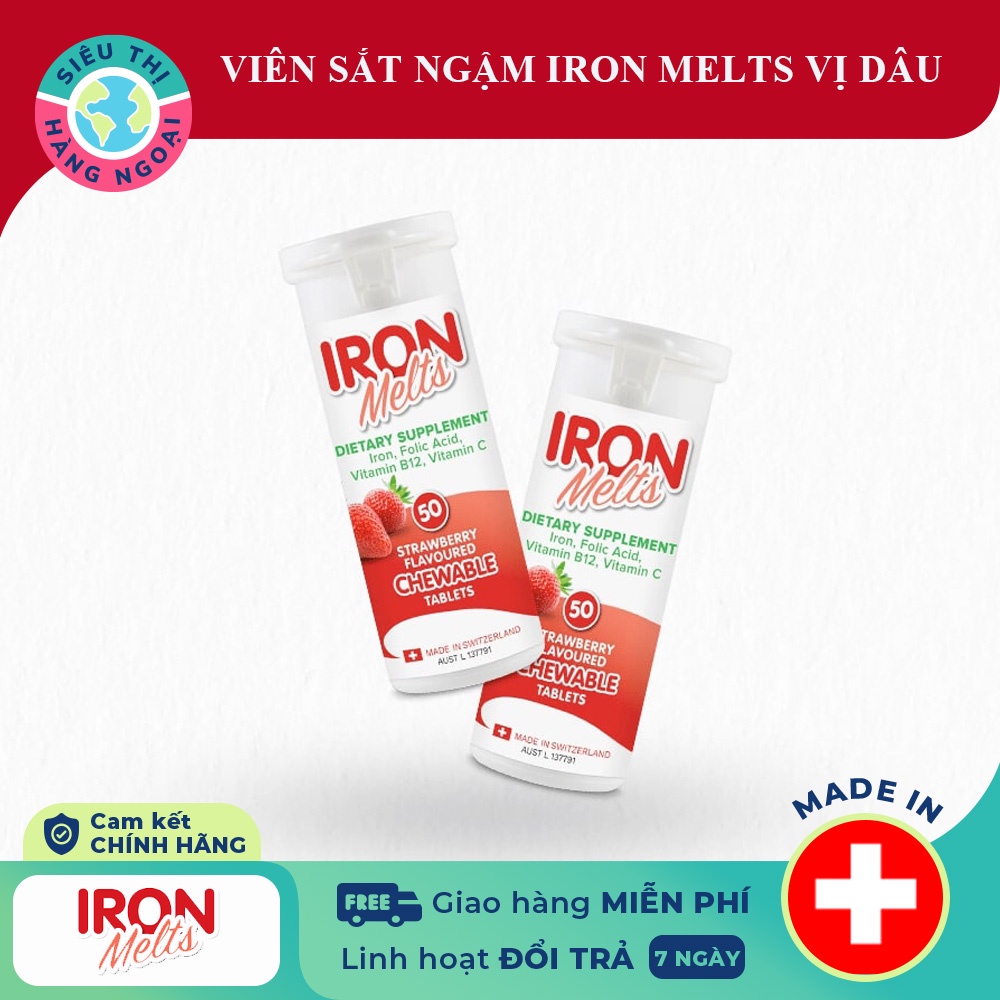 Sắt ngậm bổ sung sắt Iron Melts Chewable 50 viên