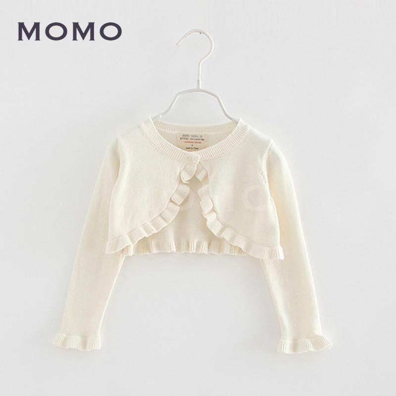 Áo Khoác Cardigan Dệt Kim Tay Dài Màu Trơn Xinh Xắn Cho Bé Gái 2-8 Tuổi