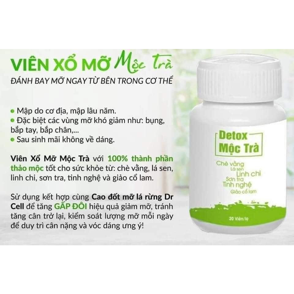 Viên detox xổ mở mộc trà drcell hỗ trợ detox cơ thể làm đẹp da hộp 20 viên - SAN33