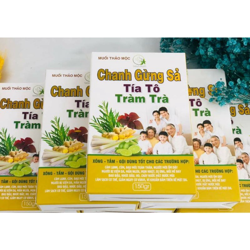 Bột xông tắm thảo mộc Chanh - Gừng - Sả - Tía tô - Tràm trà_ngừa covy