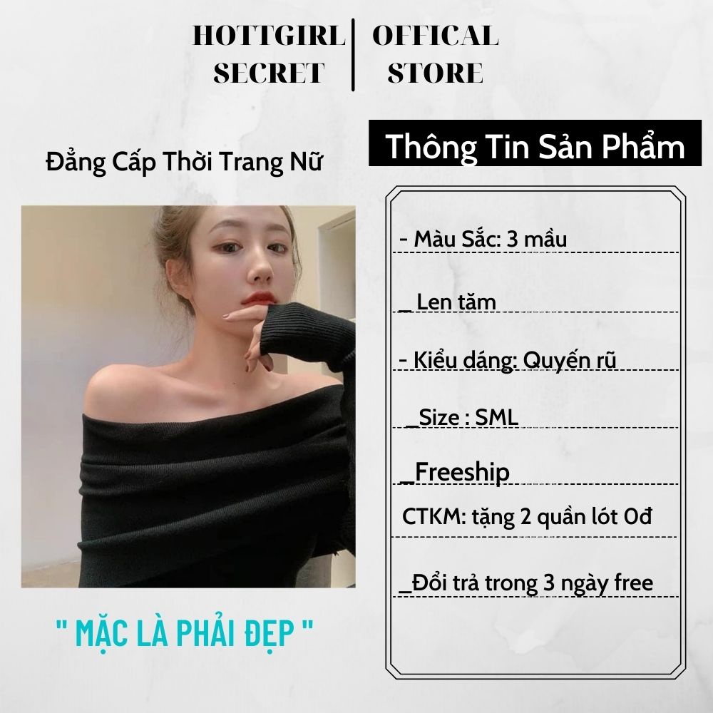 Áo len trễ vai form rộng đủ size Hottgirlshop,áo bẹt vai tay dài phong cách Hàn Quốc | BigBuy360 - bigbuy360.vn