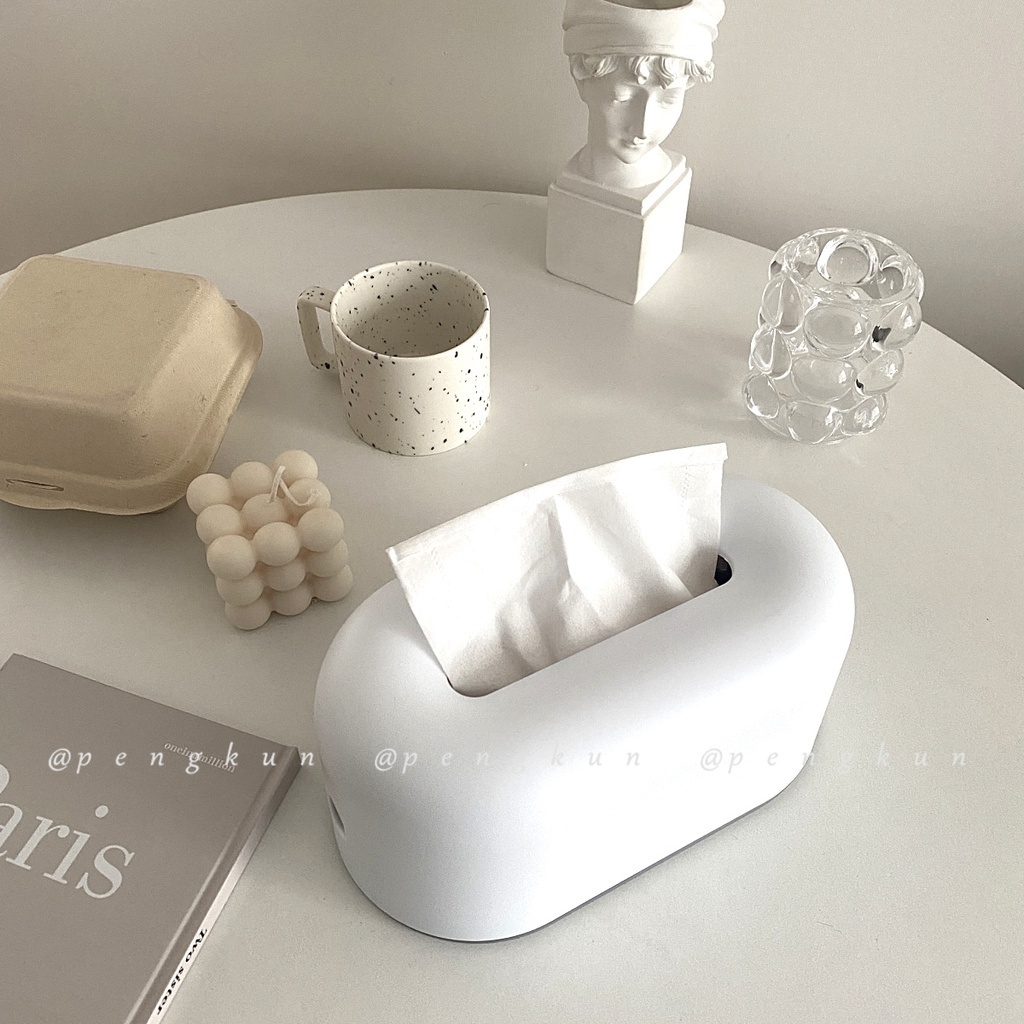 Hộp Đựng Khăn Giấy Màu Trắng Tinh Khiết Thiết Kế Cong Siêu Đẹp Sáng Tạo Phong Cách Bắc Âu Cho Phòng Khách/Phòng Ngủ/Ký Túc Xá