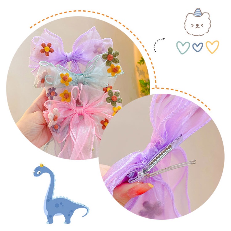 Kẹp Tóc Nơ Ruy Băng Dài Dễ Thương Cho Bé Gái