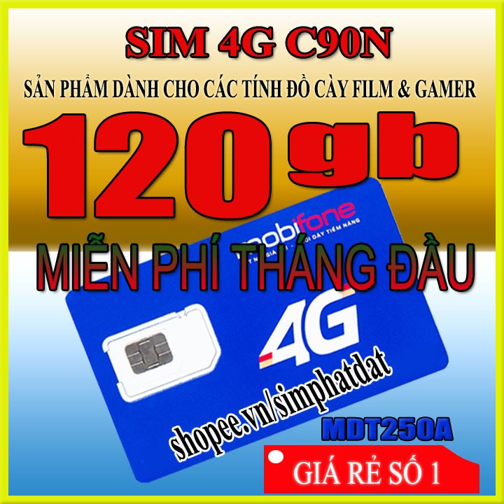 Sim 4G 10 số Mobifone C90N Mỗi tháng Tặng 120GB+Miễn phí gọi nội mạng + 50p gọi ngoại mạng CHỈ 90K/THÁNG