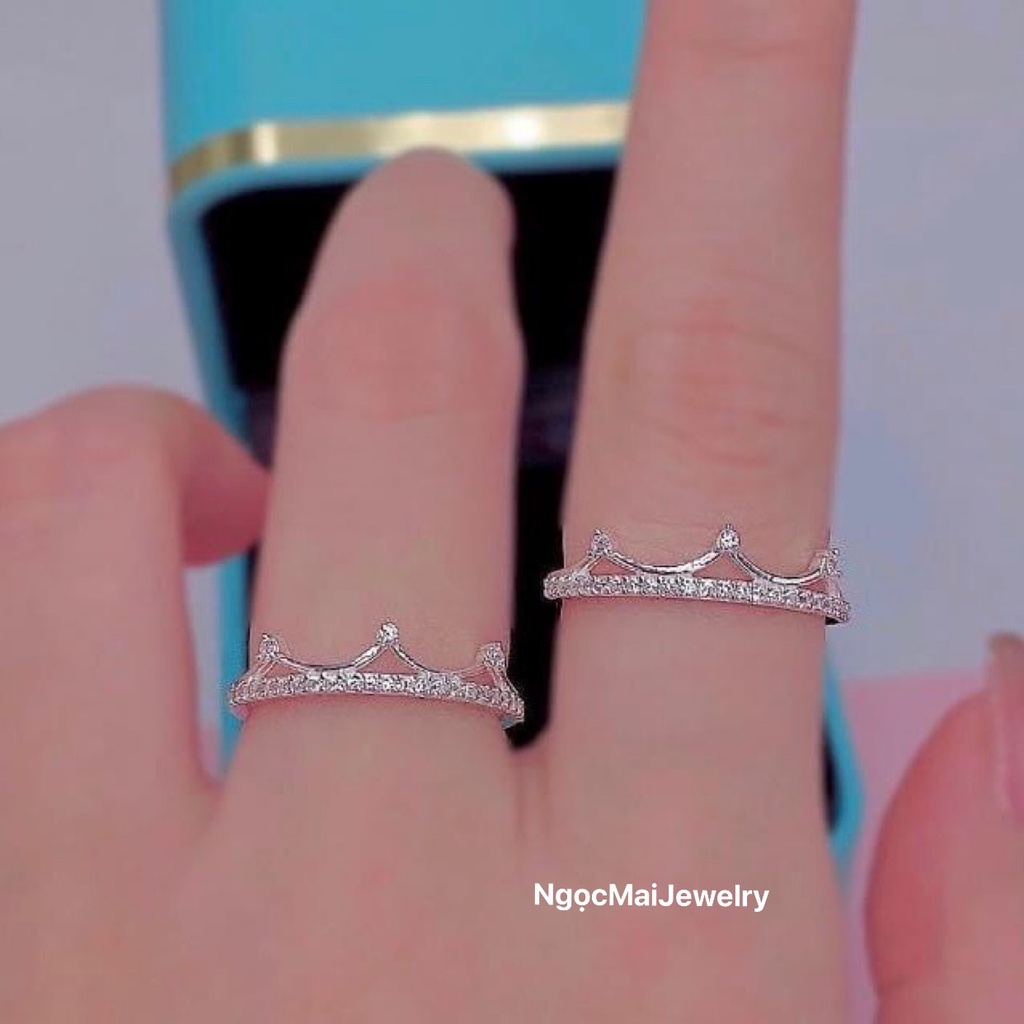 Nhẫn nữ Vương miện bạc nhỏ xinh, Ngọc Mai Jewelry đính đá tinh tế lấp lánh cuốn hút