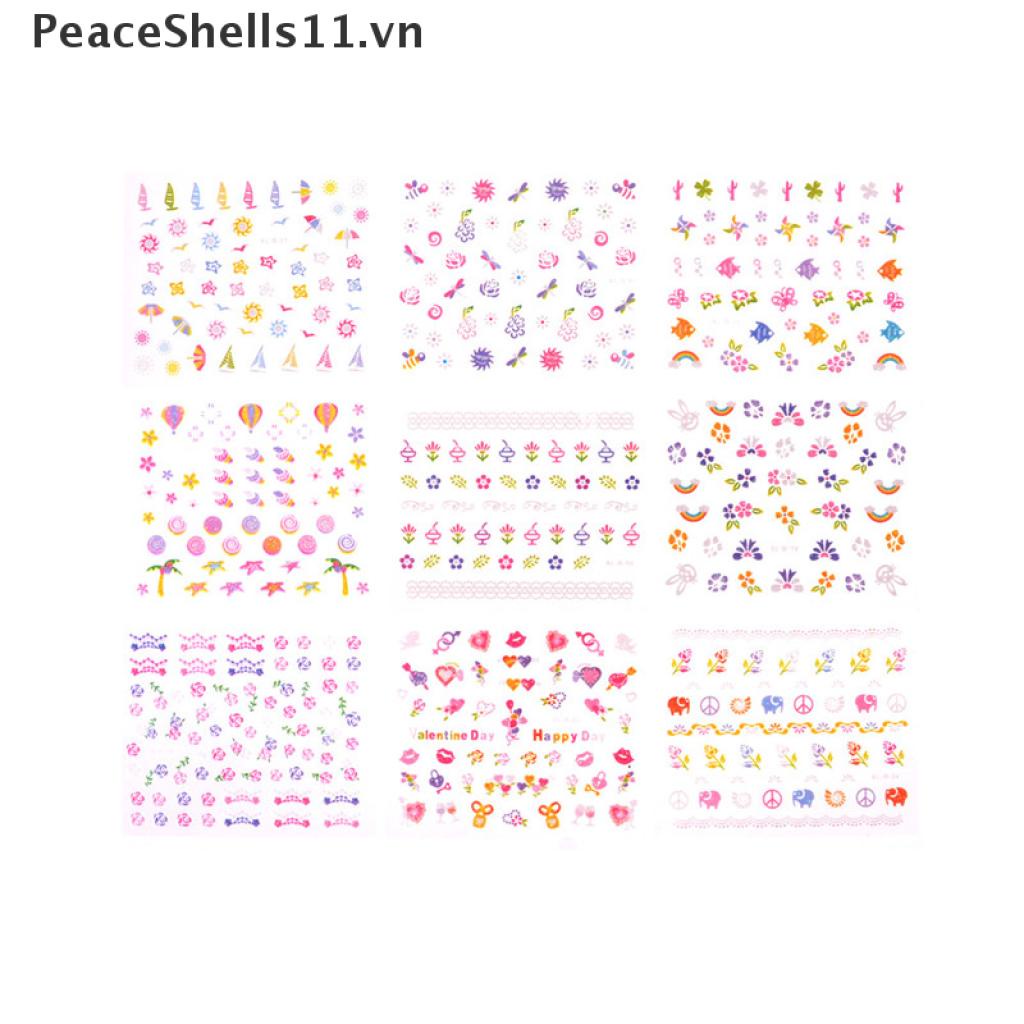 Set 5 Tờ 11 Sticker Hoạt Hình Dán Trang Trí Móng Tay An Toàn Thời Trang Dành Cho Trẻ Em DIY