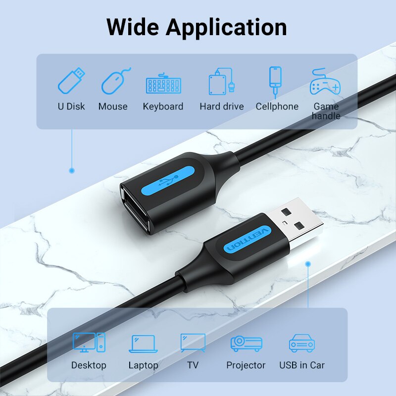 Dây cáp nối dài VENTION USB 2.0 480mbps tùy chọn màu sắc