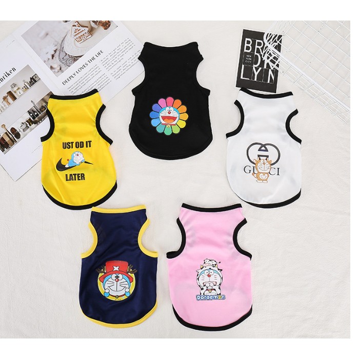 Áo Phông ba lỗ cho chó mèo chất vải đẹp họa tết mèo máy Doraemon