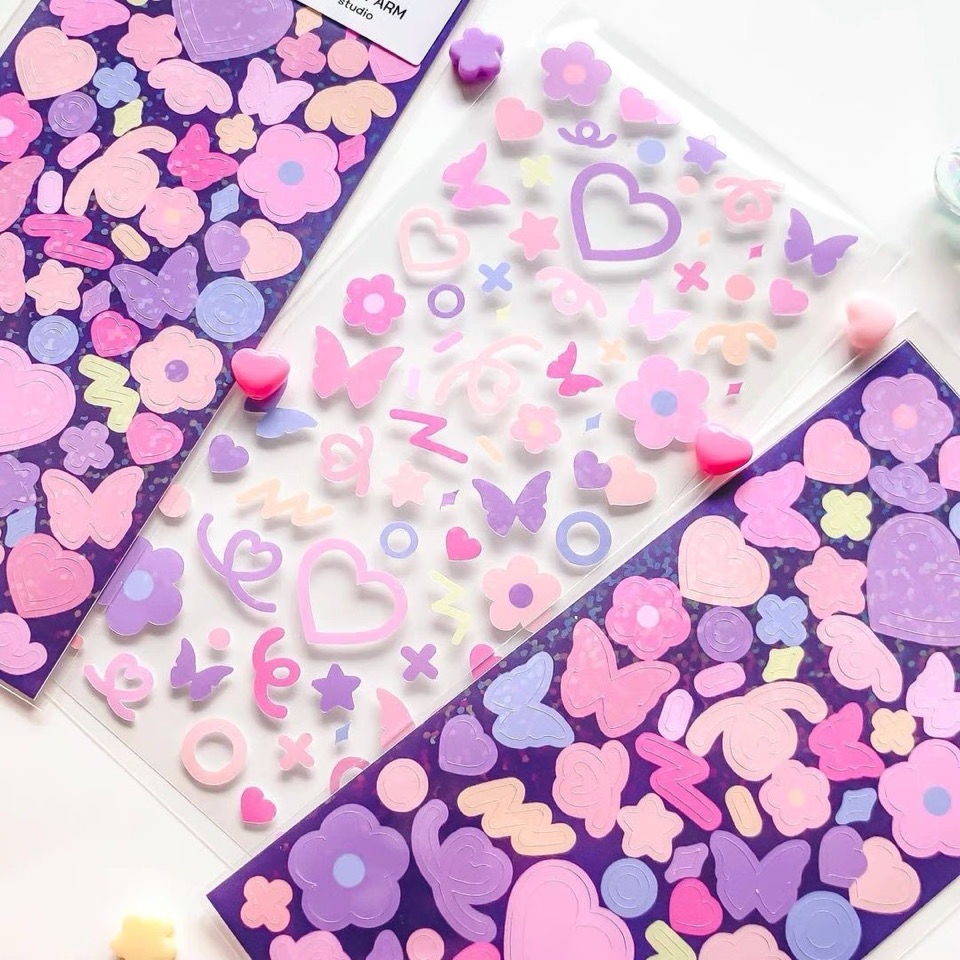 Sticker dán trang trí hình hoa và bướm đáng yêu