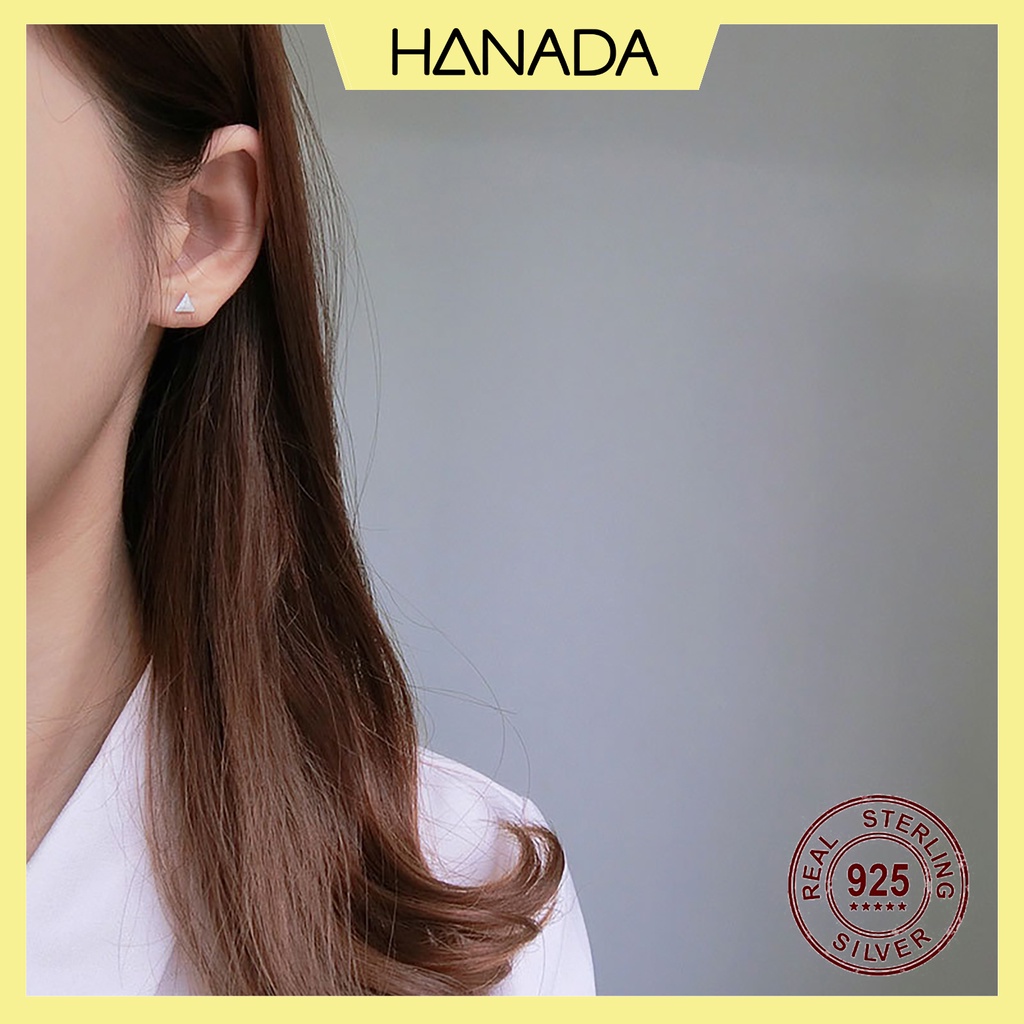 Bông Tai Bạc 925 Hanada 0460 Tam Giác Nhám A6