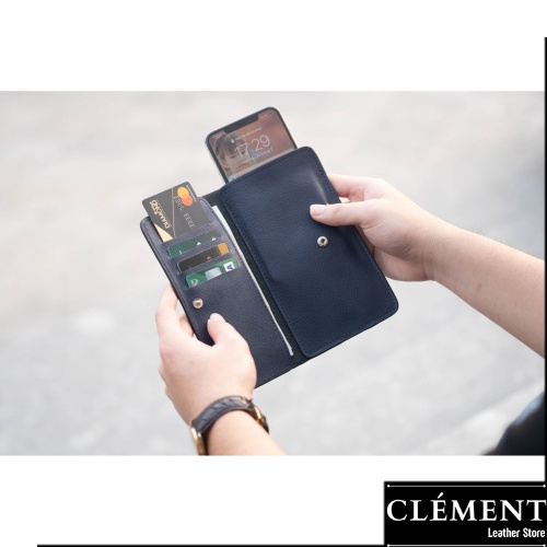 Ví điện thoại da nam cao cấp, bóp ví nam da bò thật Clément – CM010 – BH 12 tháng