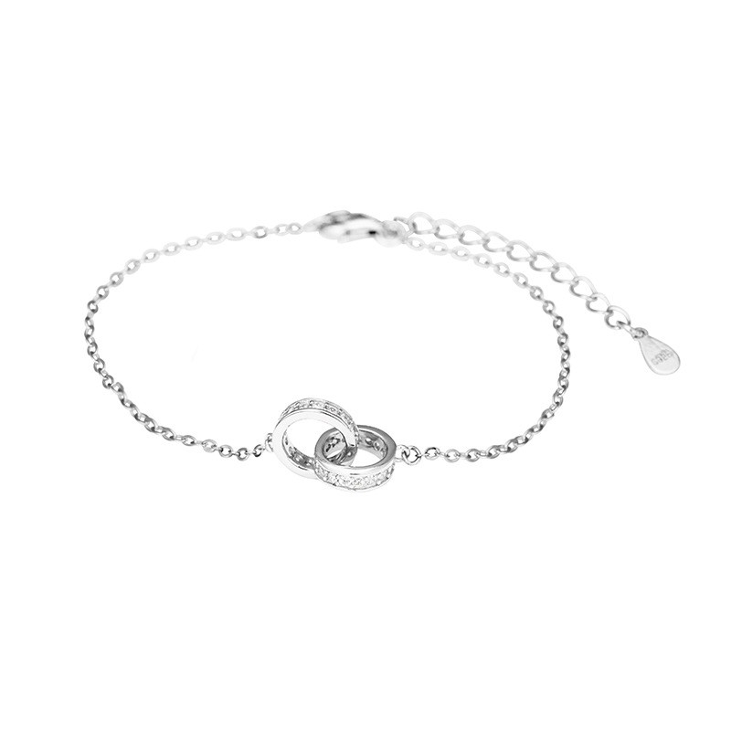 Lắc Tay Bạc Nữ S925 Nhẫn Đôi Singapore LTVAD052. Vòng Tay Bạc Nữ 20Silver
