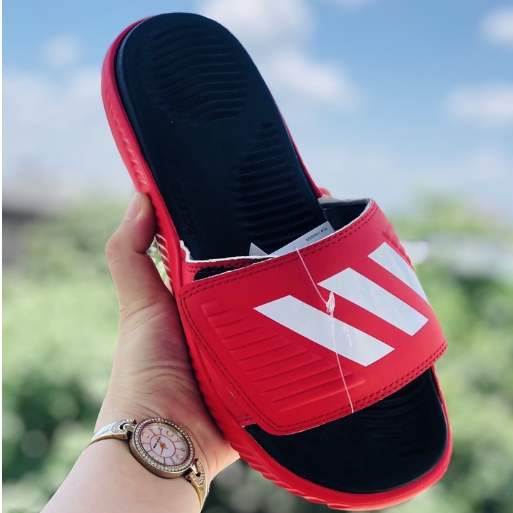 Dép Alphabounce adidas ♥️FREESHIP +hộp♥️ quai ngang nam nữ màu đỏ 3 sọc trắng chất xịn 1-1
