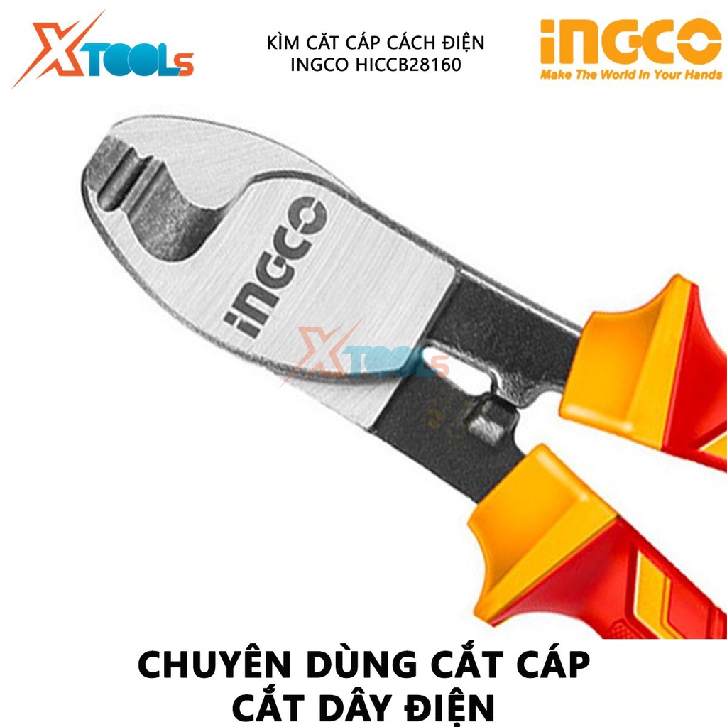 Kìm cắt cách điện INGCO HICCB28160 | kềm cách điện chiều dài kìm 6&quot; (160mm) tay cầm cách điện lên đến 1000V cắt, kẹp, tu