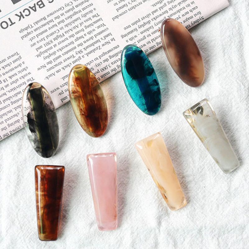 Kẹp Tóc Acrylic Trong Suốt Hình Oval Nhiều Màu Thời Trang Cho Nữ