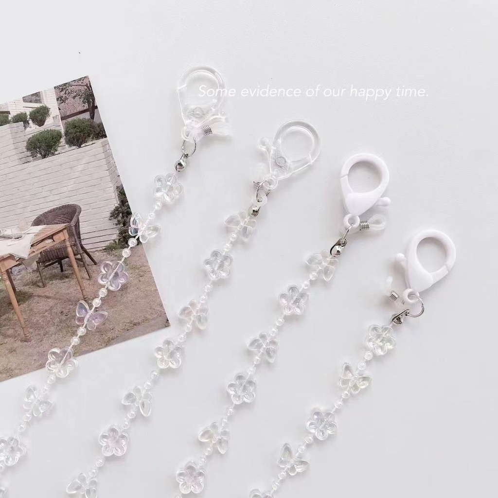 Dây Đeo Mắt Kính Bằng Acrylic Trong Suốt Hình Hoa Bướm Đơn Giản Phong Cách Mới