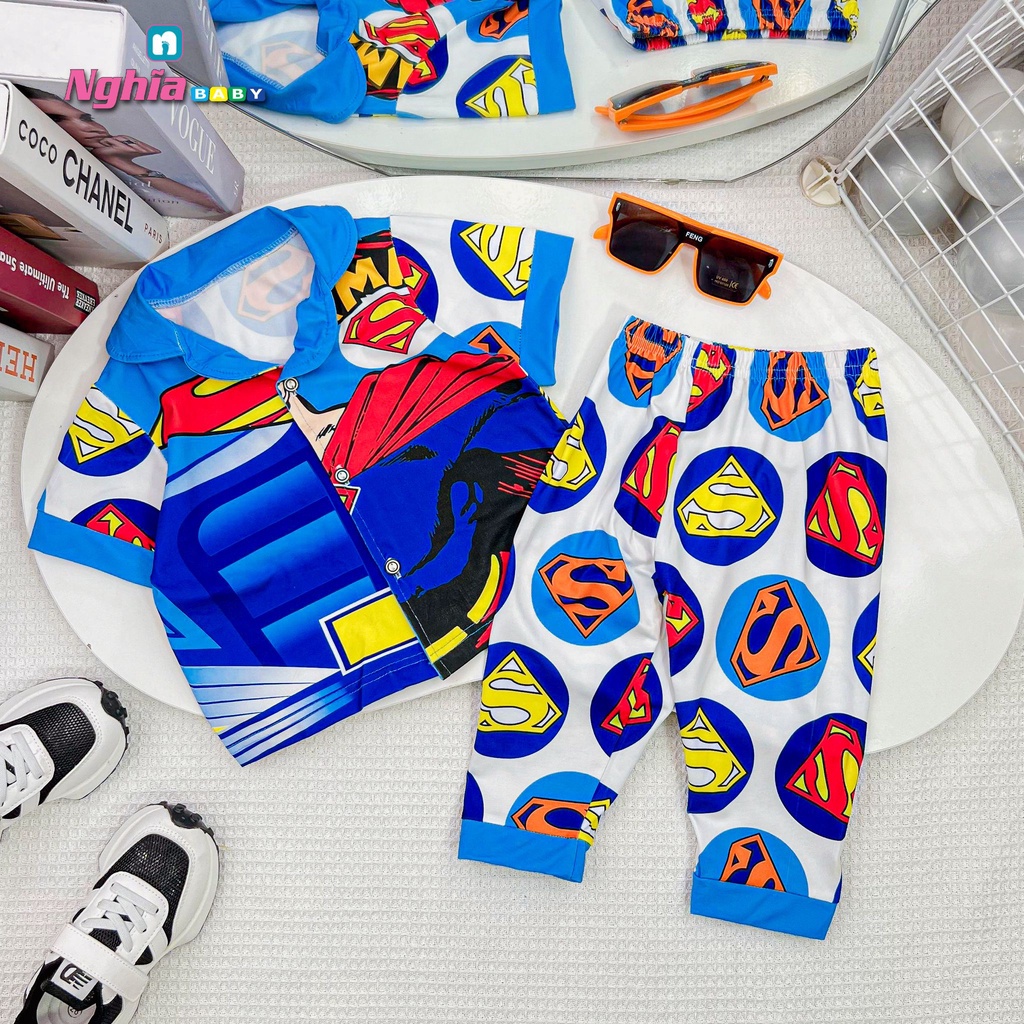 Đồ bộ pijama thun lạnh - đồ bộ thun lạnh quần dài NGHĨA BABY dành cho bé trai