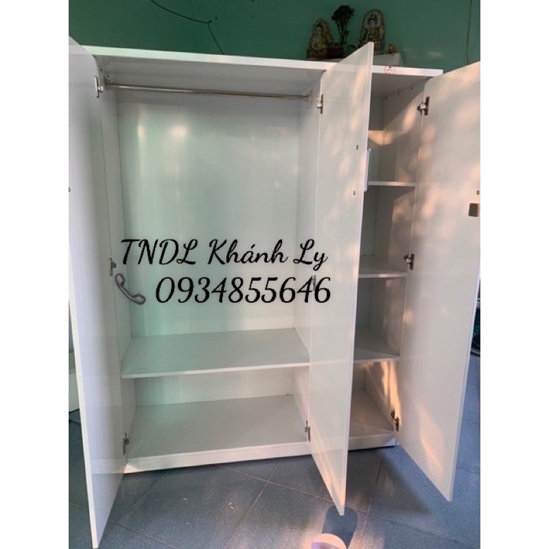 Tủ áo nhựa đài loan 3 cánh trắng trơn 124x165