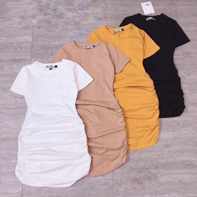 Đầm body ,đầm body tay ngắn nhún sườn chất thun bo rip