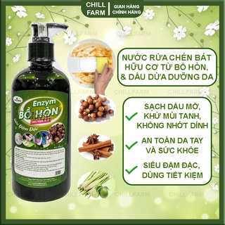 Nước Rửa Chén Bát Hữu Cơ Enzym Bồ Hòn Giữ Da Mềm Mại, Không Kích Ứng, Nước Rửa Chén Bát Hữu Cơ An Toàn Huna's Home500ML
