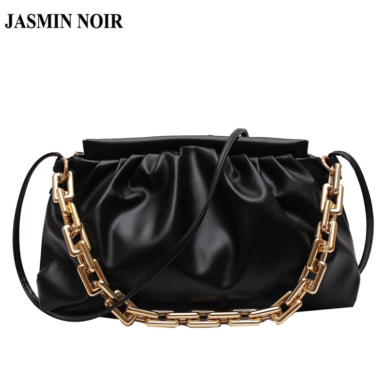 Túi đeo chéo JASMIN NOIR nữ chất liệu dày kiểu nhún bèo phong cách thời trang