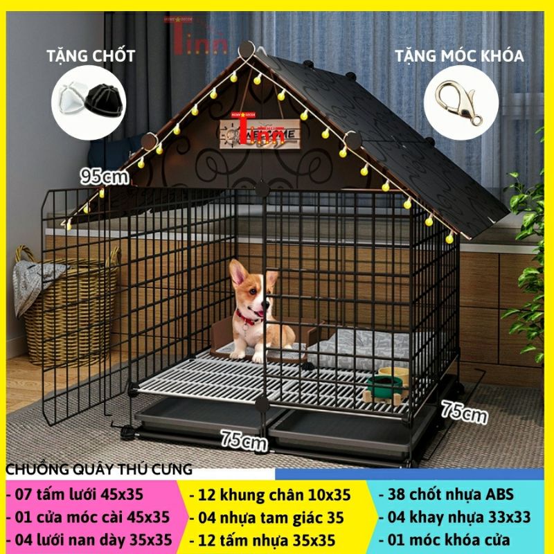 Set Chuồng Quây Thú Cưng, Biệt Thự Chó Mèo Bền Chắc ~15kg