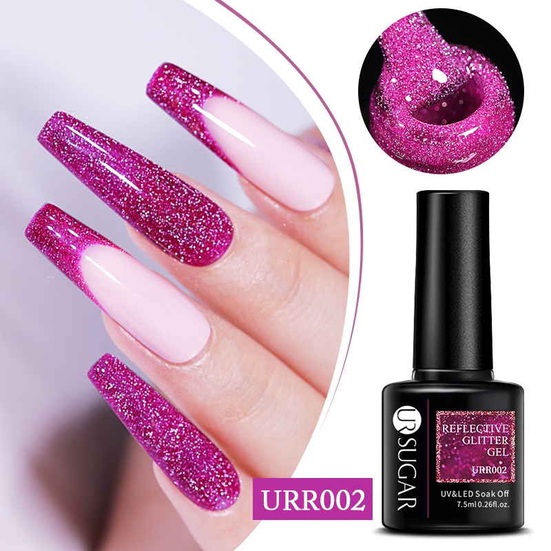 Gel sơn móng tay UV UR SUGAR 10 màu sắc phản quang tùy chọn 7.5ml