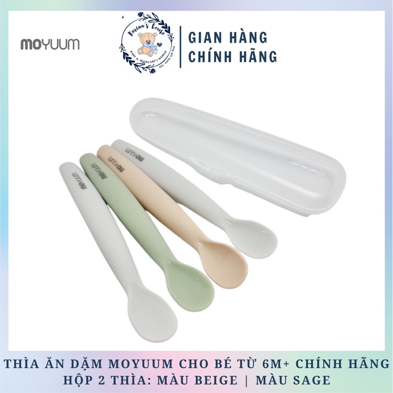 Thìa ăn dặm silicon cao cấp Moyuum Hàn quốc cho bé từ 6m+ Hàng chính hãng