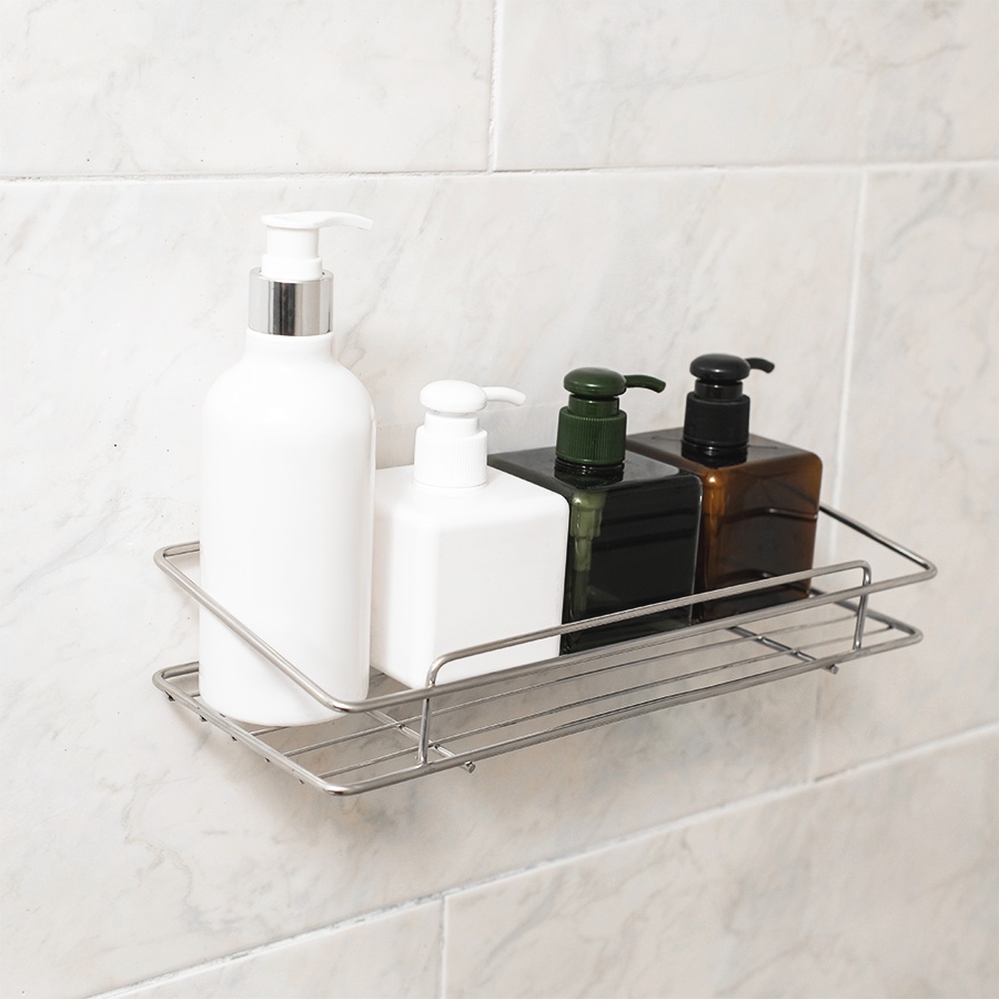 Kệ góc nhà tắm dán tường,kệ để đồ nhà tắm, kệ chữ nhật inox không rỉ đa năng tiện dụng - Elliver