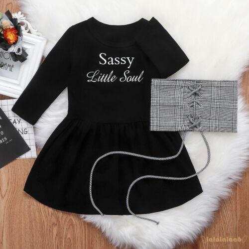 Fashion Baby Girls Sassy Little Soul Dress+Lace Up Vest