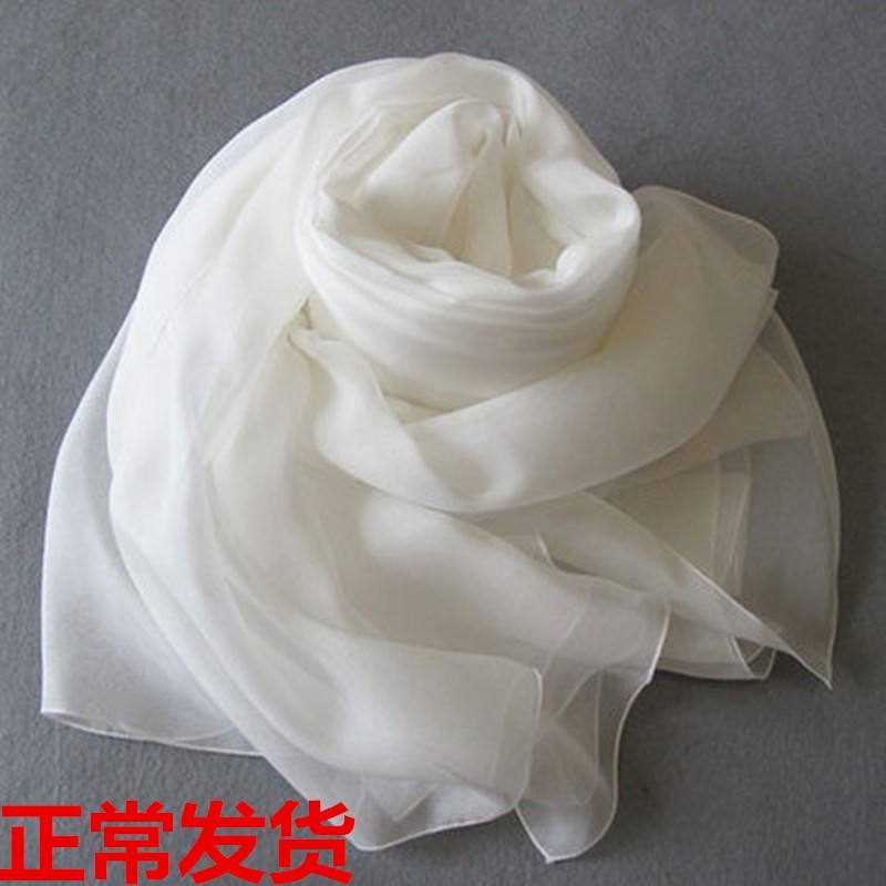 Khăn Choàng Lụa Màu Trắng Phong Cách Hàn Quốc Cho Nữ