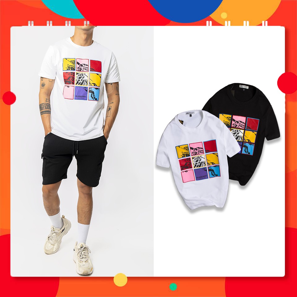 Hàng VNXK I Áo thun tay lỡ Burberry Colorful Box Logo T-Shirt